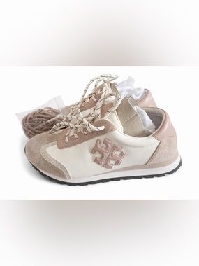 New  Tory Burch Gressane Nylon Sneakers Pink Size 7.5 New